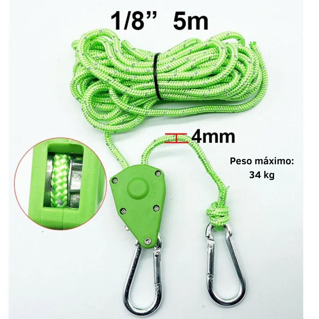 Polia de corda de acampamento ajustável