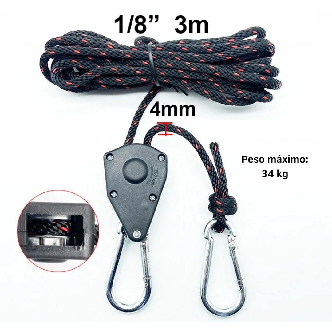 Polia de corda de acampamento ajustável