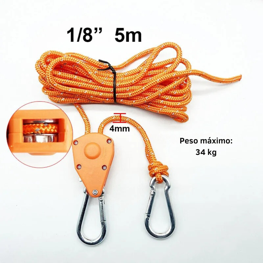 Polia de corda de acampamento ajustável