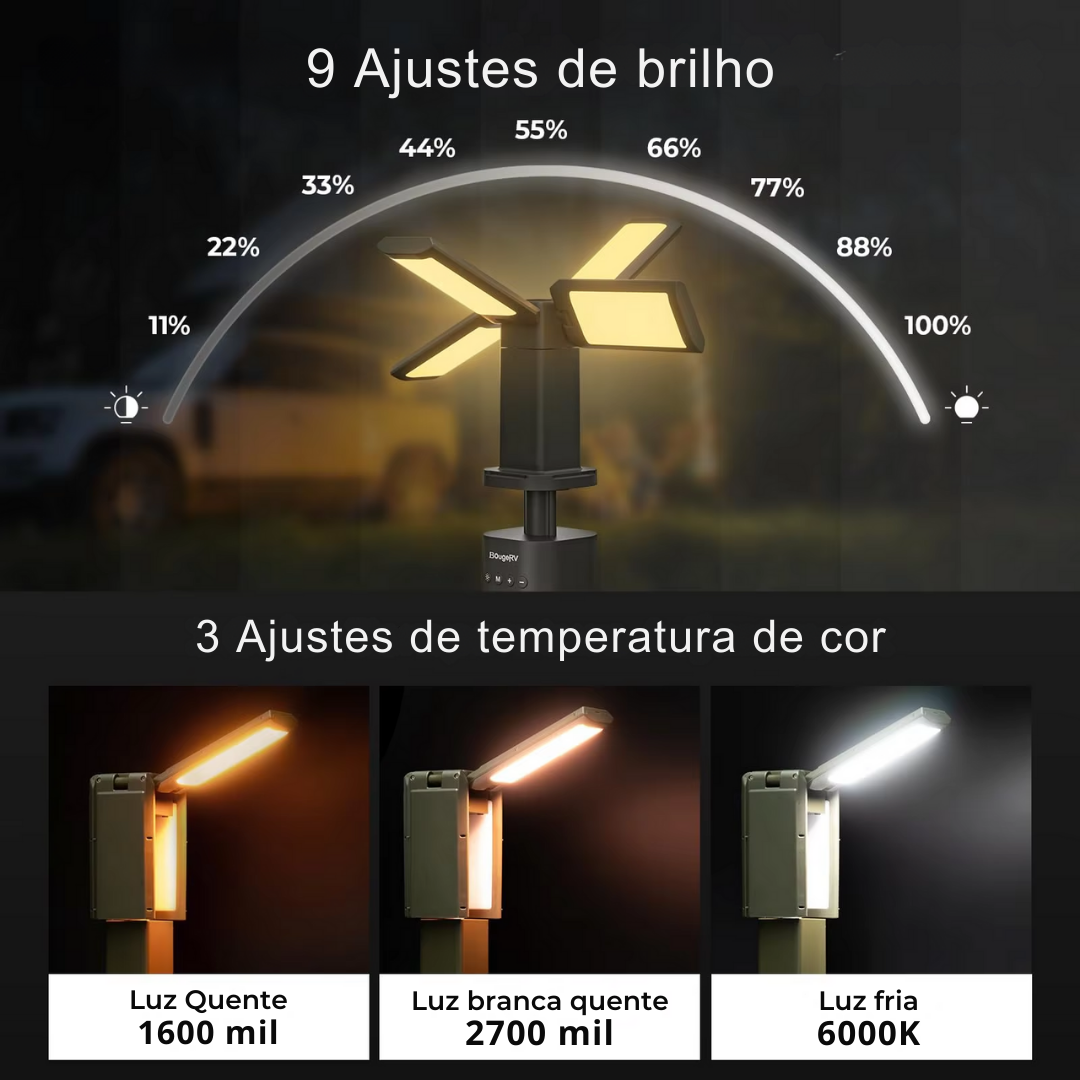 Lanterna de acampamento telescópica recarregável
