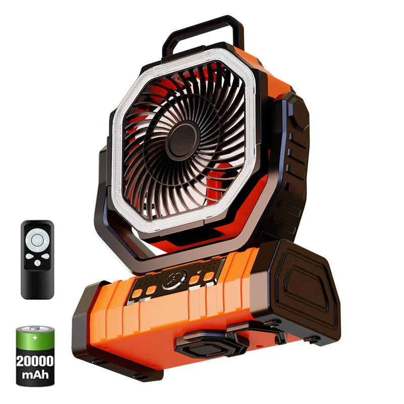 Ventilador de acampamento portátil recarregável