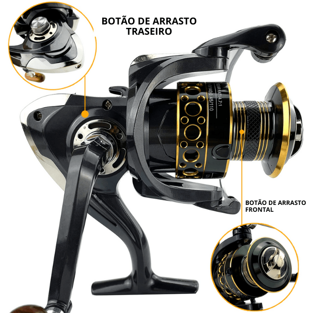 Molinete Ghotda Gold Sharking Série 2000-7000 pesca Pescamping