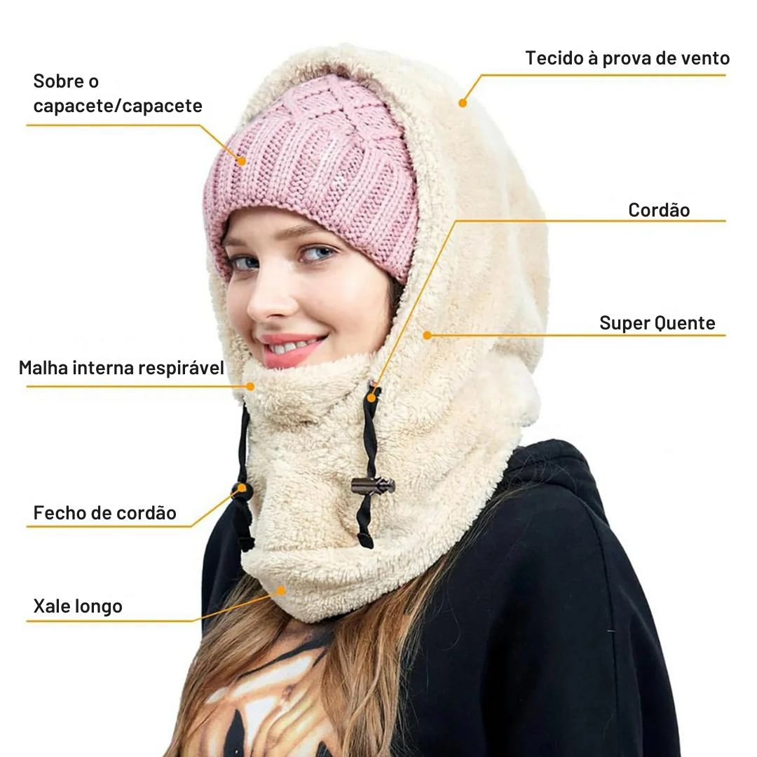 Balaclava fleece polar com capuz Sherp para inverno