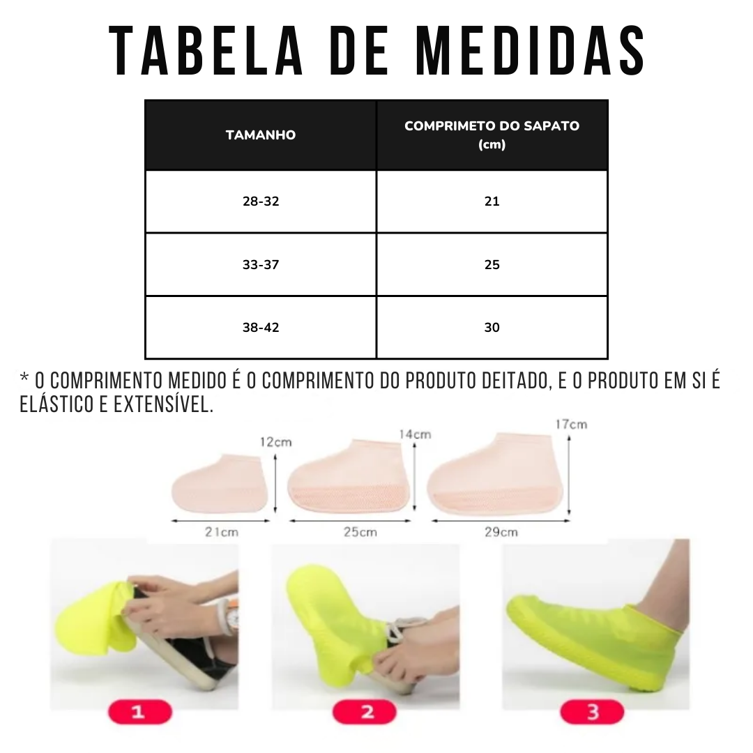 Capa impermeável antiderrapante de silicone para sapatos e botas