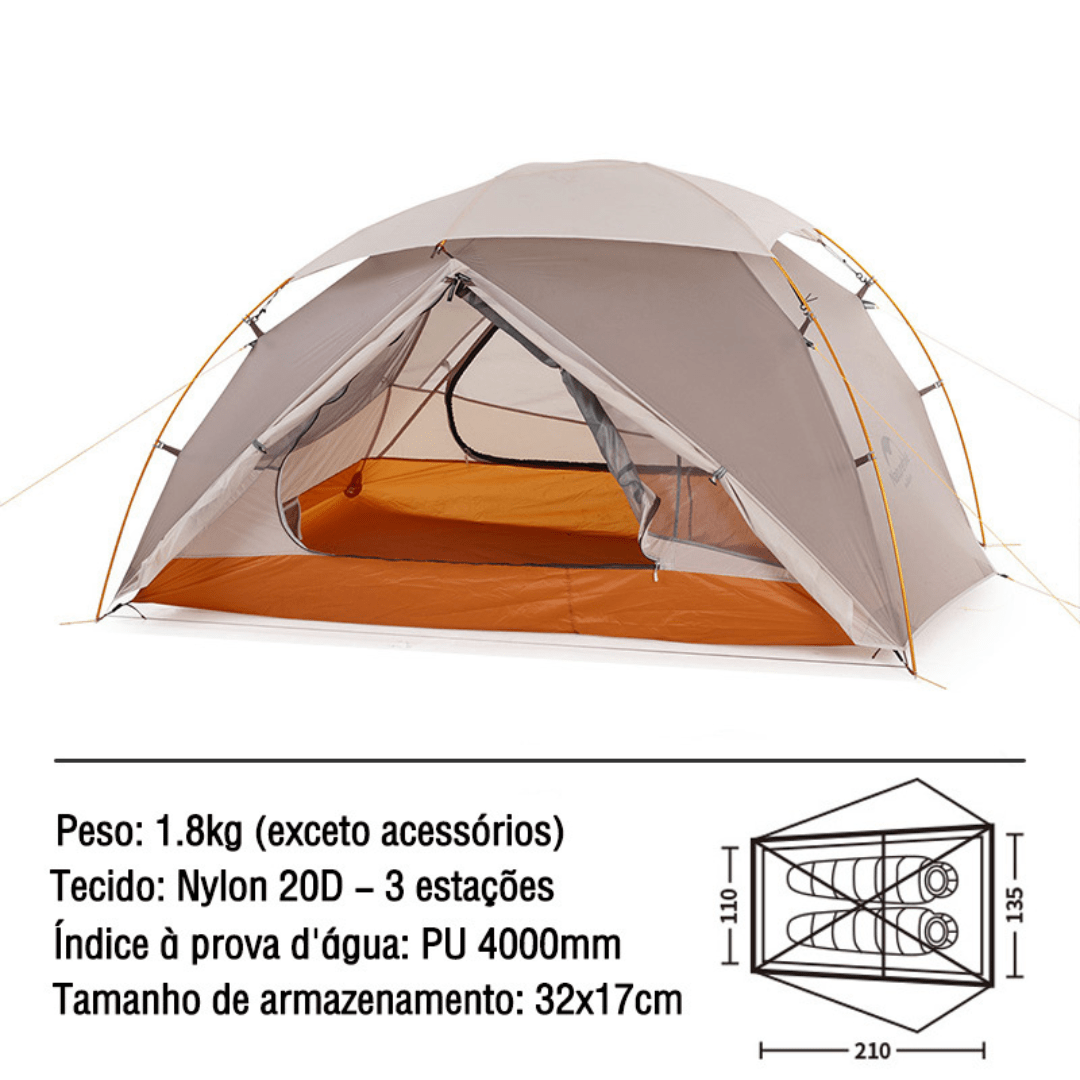 Barraca 20D Nylon 2 Pessoas Ultraleve À Prova D'Água - Naturehike [Camping - Barracas - Barraca] 03 - Barraca 20D Nylon 2 Pessoas Ultraleve À Prova D'Água - Naturehike Pescamping 