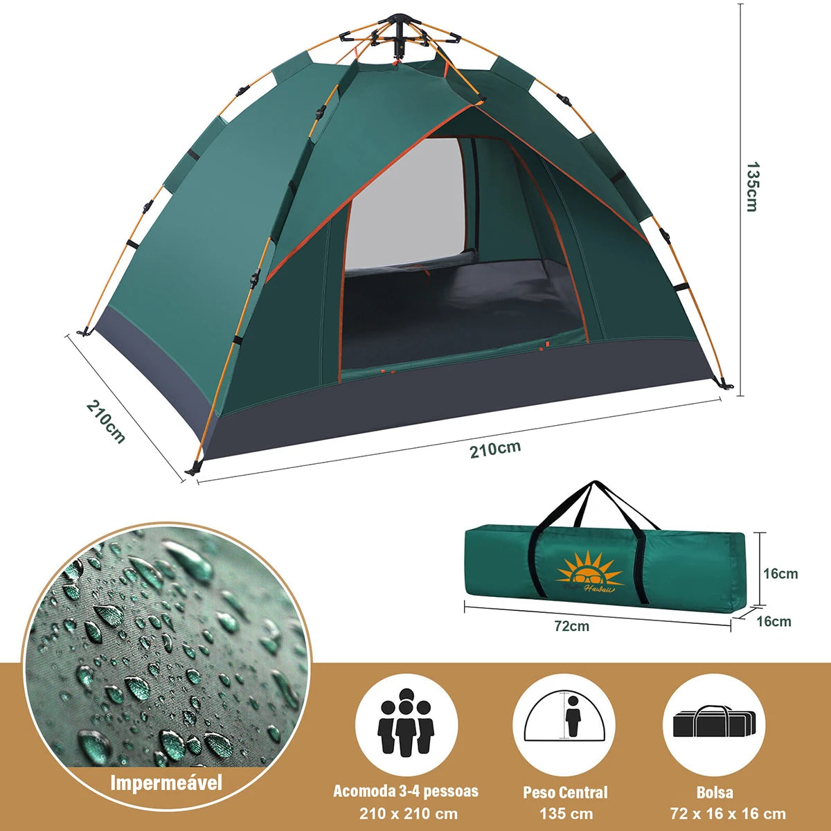 Barraca Automática Camping - New Hawaii [Camping - Barracas - Barracas] 02 - Barraca Automática Camping Impermeável - New Hawaii Pescamping Verde 