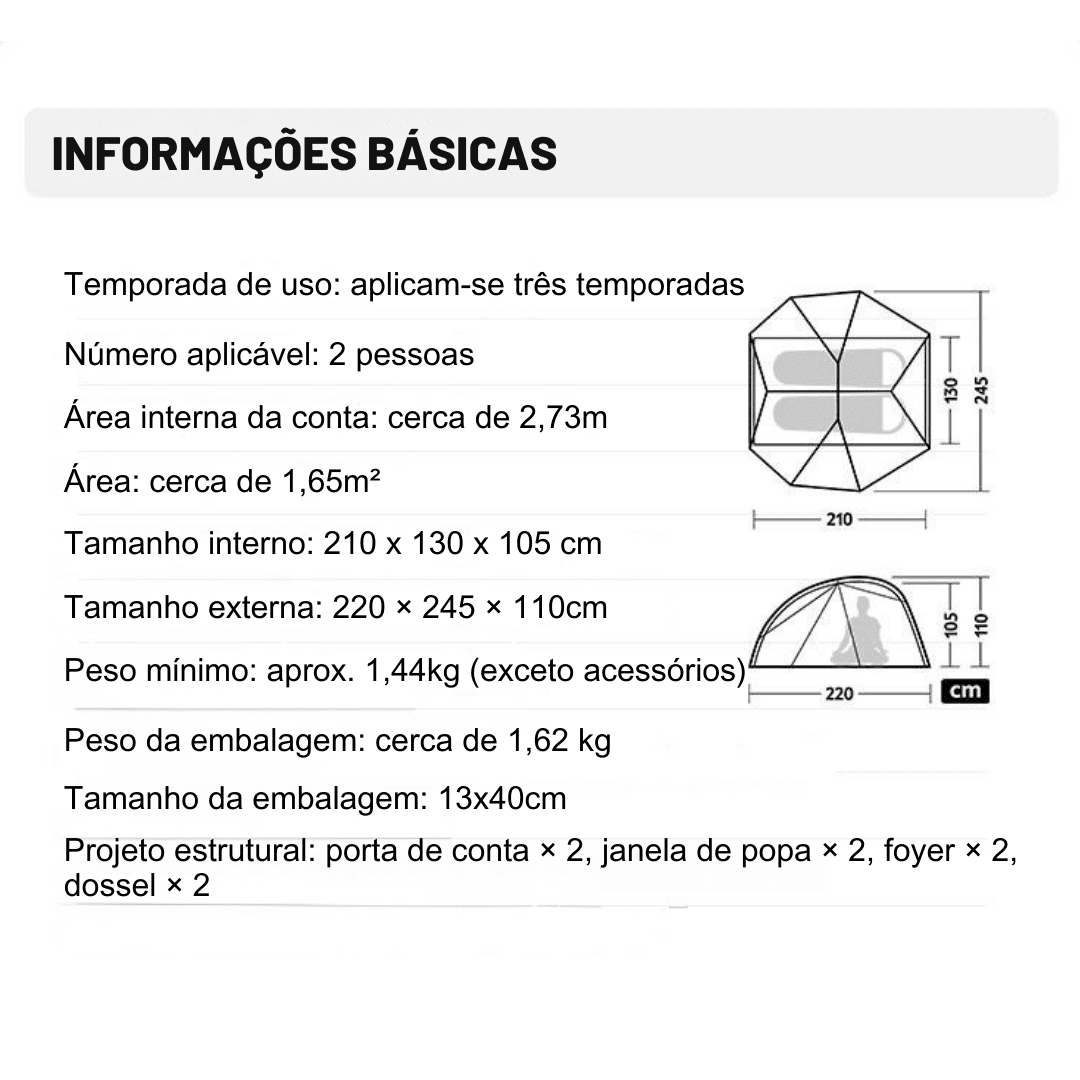 Barraca Ultraleve Portátil Impermeável para Camping - Týr [Camping - Barracas - Barraca] 06 - Barraca Ultraleve Portátil Impermeável para Camping - Týr Pescamping 