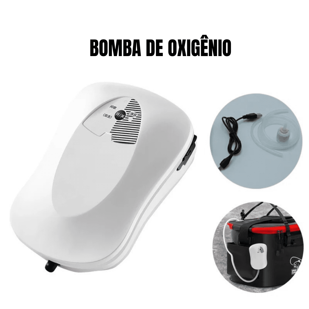 Bolsa de Oxigênio Balde Portátil para Pescados [Pesca - Acessórios de Pesca - Caixa] Bolsa de Oxigênio Balde Portátil para Pescados Pescamping Bomba de Oxigênio 