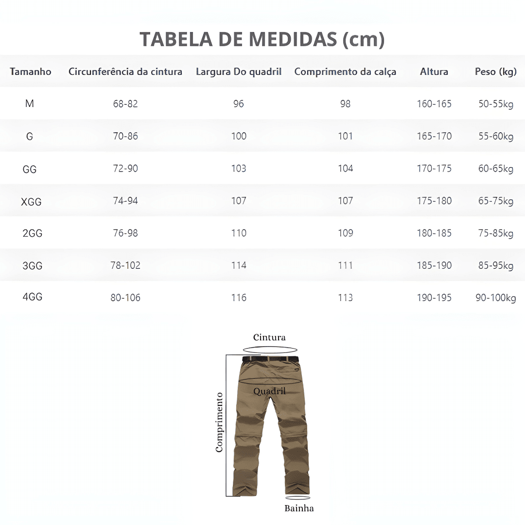 Calça Bermuda Cargo Outdoor Destacável - Trvlwego [Vestuário - Calças - Calças] 04 - Calça Outdoor Destacável - Trvlwego Pescamping 