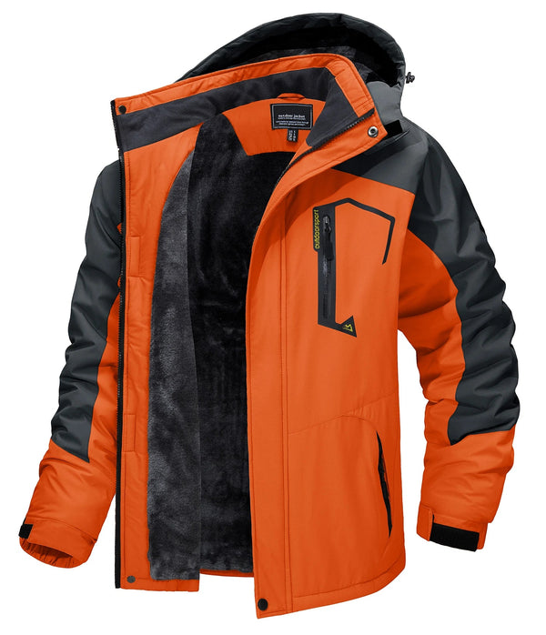 Casaco Montanha Outdoor Forrado Impermeável - TACVASEN [Vestuário - Jaquetas e Casacos - Casacos] 04 - Casaco Montanha Outdoor Forrado Impermeável - TACVASEN Pescamping Orange Gray CN 6XL (US XL Plus) 