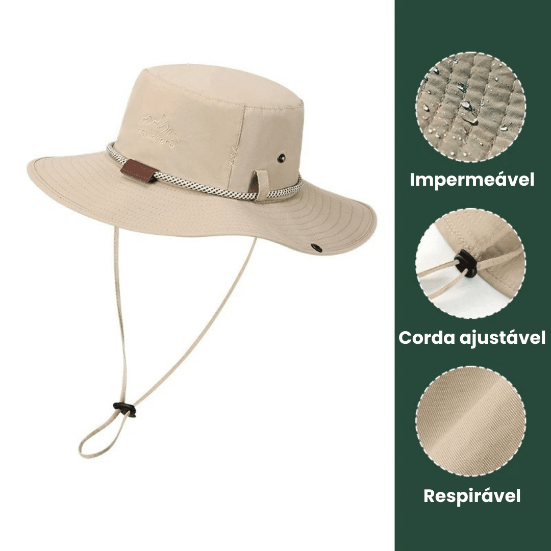 Chapéu Outdoor Impermeável Anti-UV - Travellers [Vestuário - Acessórios - Chapeus] 03 - Chapéu Outdoor Impermeável Anti-UV - Travellers Pescamping Cáqui 