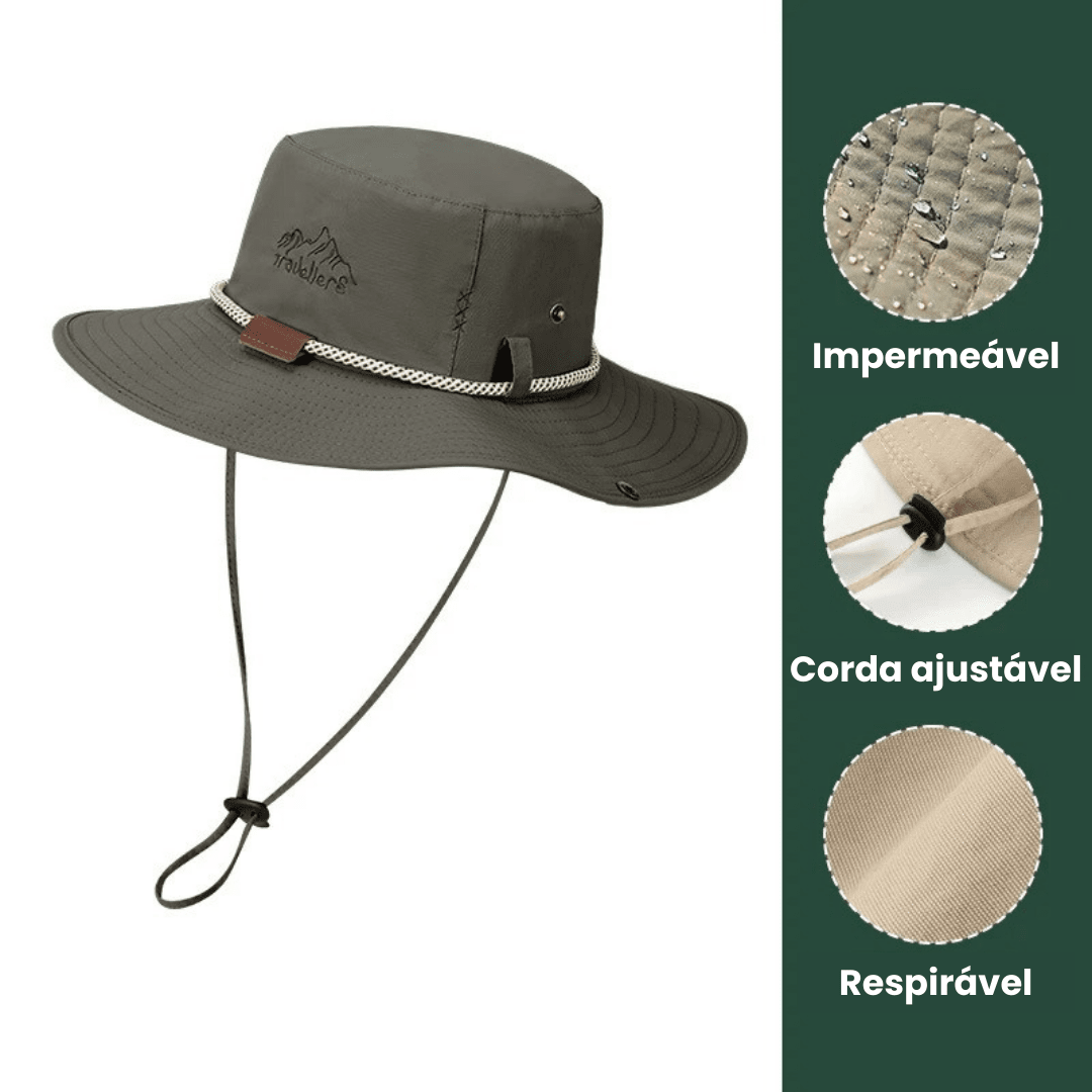 Chapéu Outdoor Impermeável Anti-UV - Travellers [Vestuário - Acessórios - Chapeus] 03 - Chapéu Outdoor Impermeável Anti-UV - Travellers Pescamping Verde 