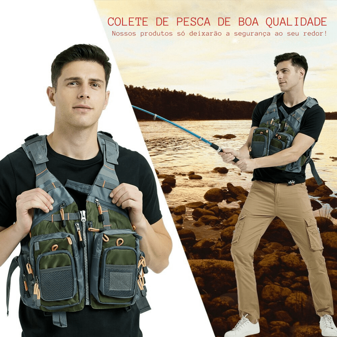 Colete de Pesca Salva Vidas Utilitário - Owlwin [Vestuário - Coletes - Colete Salva Vidas] 02 - Colete de Pesca Salva Vidas Utilitário - Owlwin Pescamping 