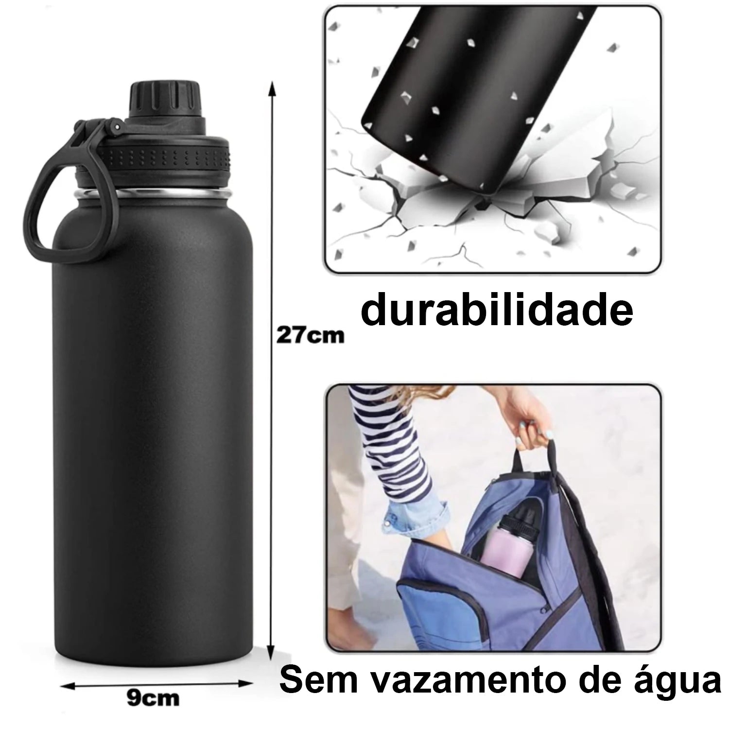 Garrafa térmica de aço inoxidável isolante 1000ml - Modus [Camping - Hidratação - Garrafa Térmica] 02 - Garrafa térmica de aço inoxidável isolante 1000ml - Modus Pescamping 