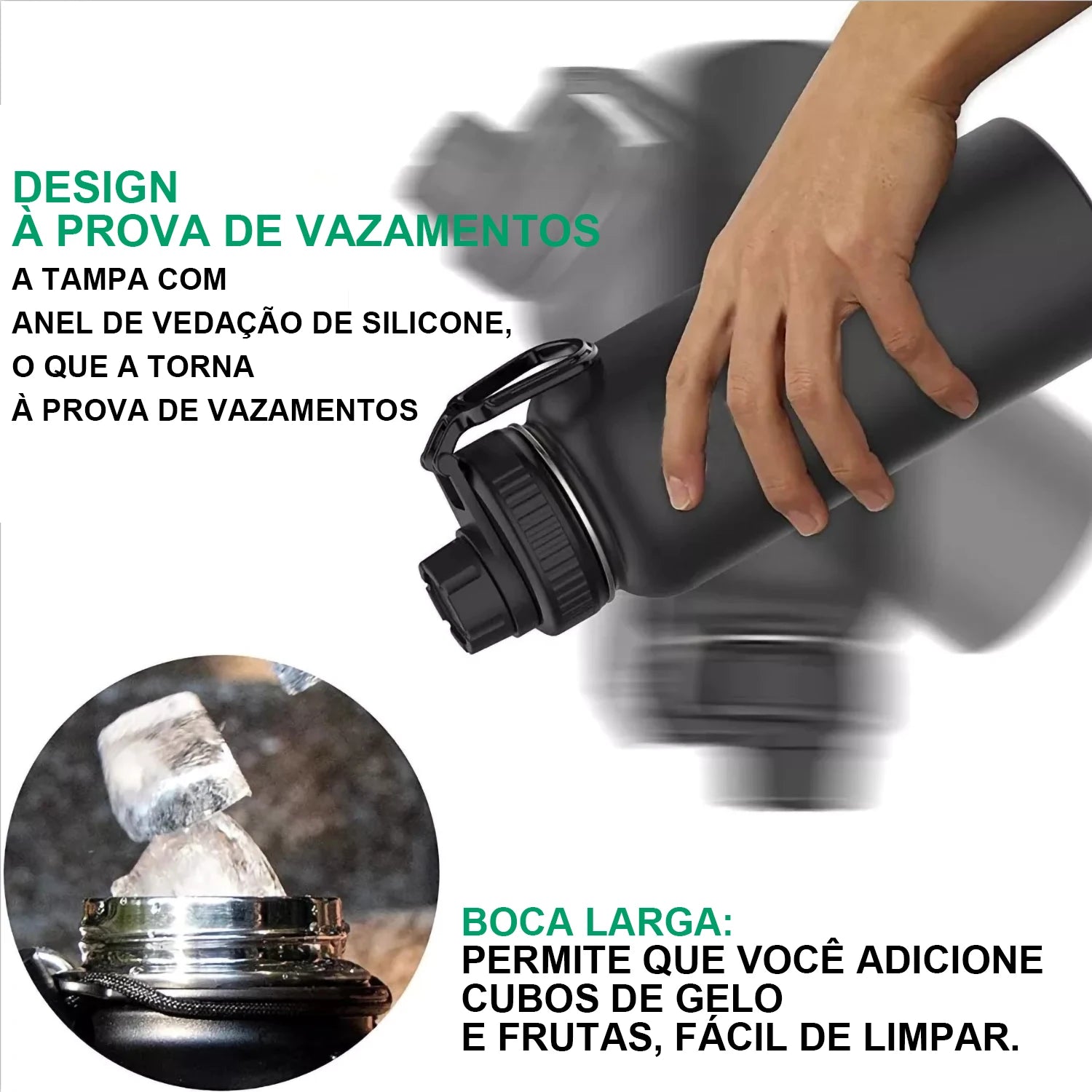 Garrafa térmica de aço inoxidável isolante 1000ml - Modus [Camping - Hidratação - Garrafa Térmica] 02 - Garrafa térmica de aço inoxidável isolante 1000ml - Modus Pescamping 