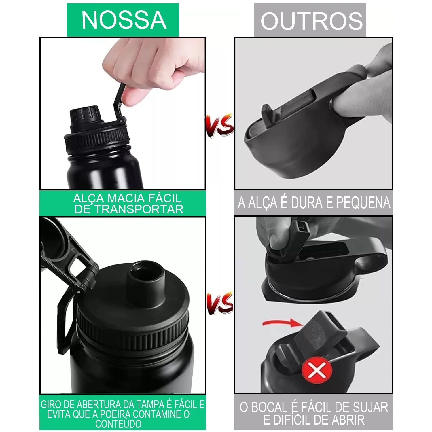 Garrafa térmica de aço inoxidável isolante 1000ml - Modus [Camping - Hidratação - Garrafa Térmica] 02 - Garrafa térmica de aço inoxidável isolante 1000ml - Modus Pescamping 