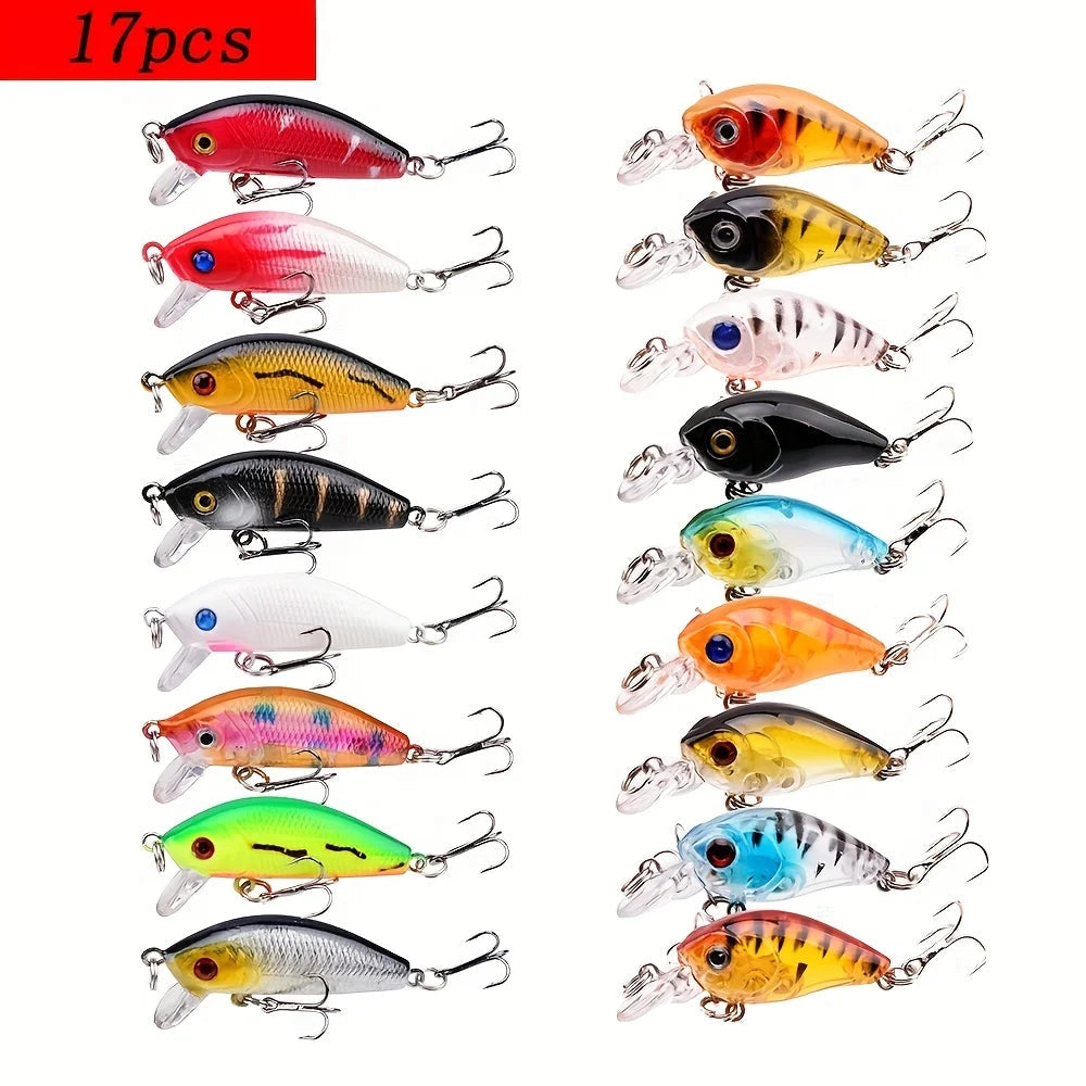 Iscas Artificiais - Minnow [Pesca - Iscas - Iscas Artificiais] 01 - Iscas Artificiais - Minnow Pescamping 17pcs 