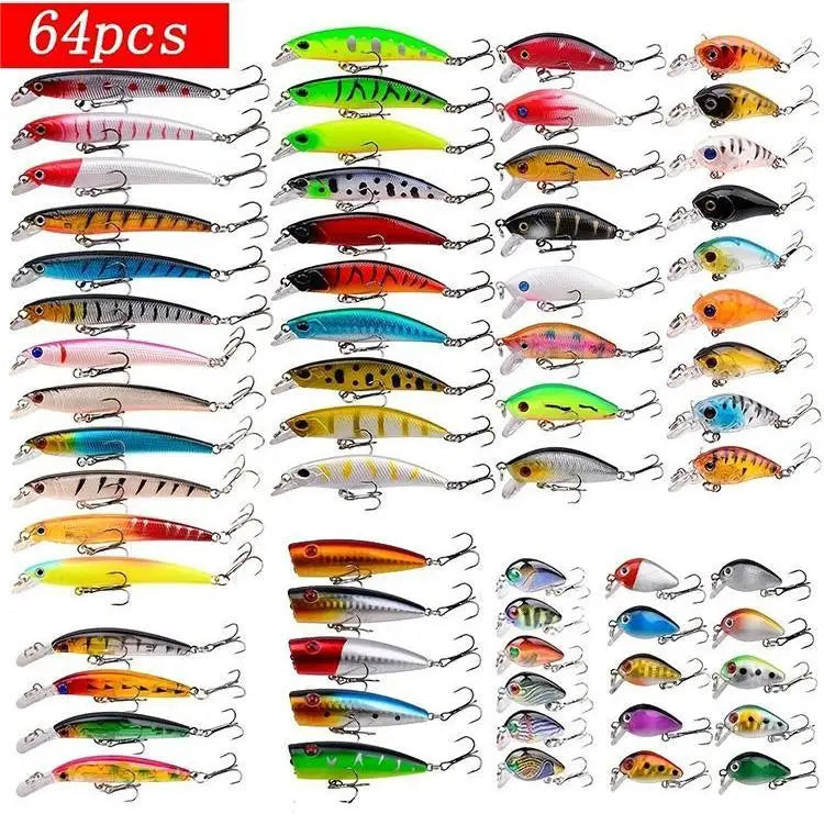 Iscas Artificiais - Minnow [Pesca - Iscas - Iscas Artificiais] 01 - Iscas Artificiais - Minnow Pescamping 64pcs 