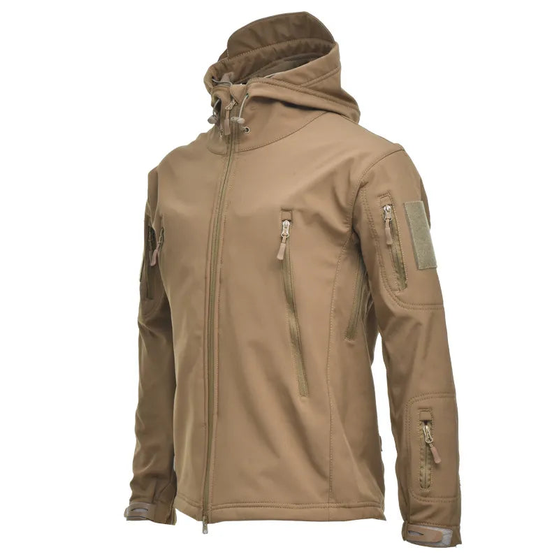 Jaqueta Tática - SoftShell [Vestuário - Jaquetas - Jaqueta] 01 - Jaqueta Tática - SoftShell Pescamping Khaki P 