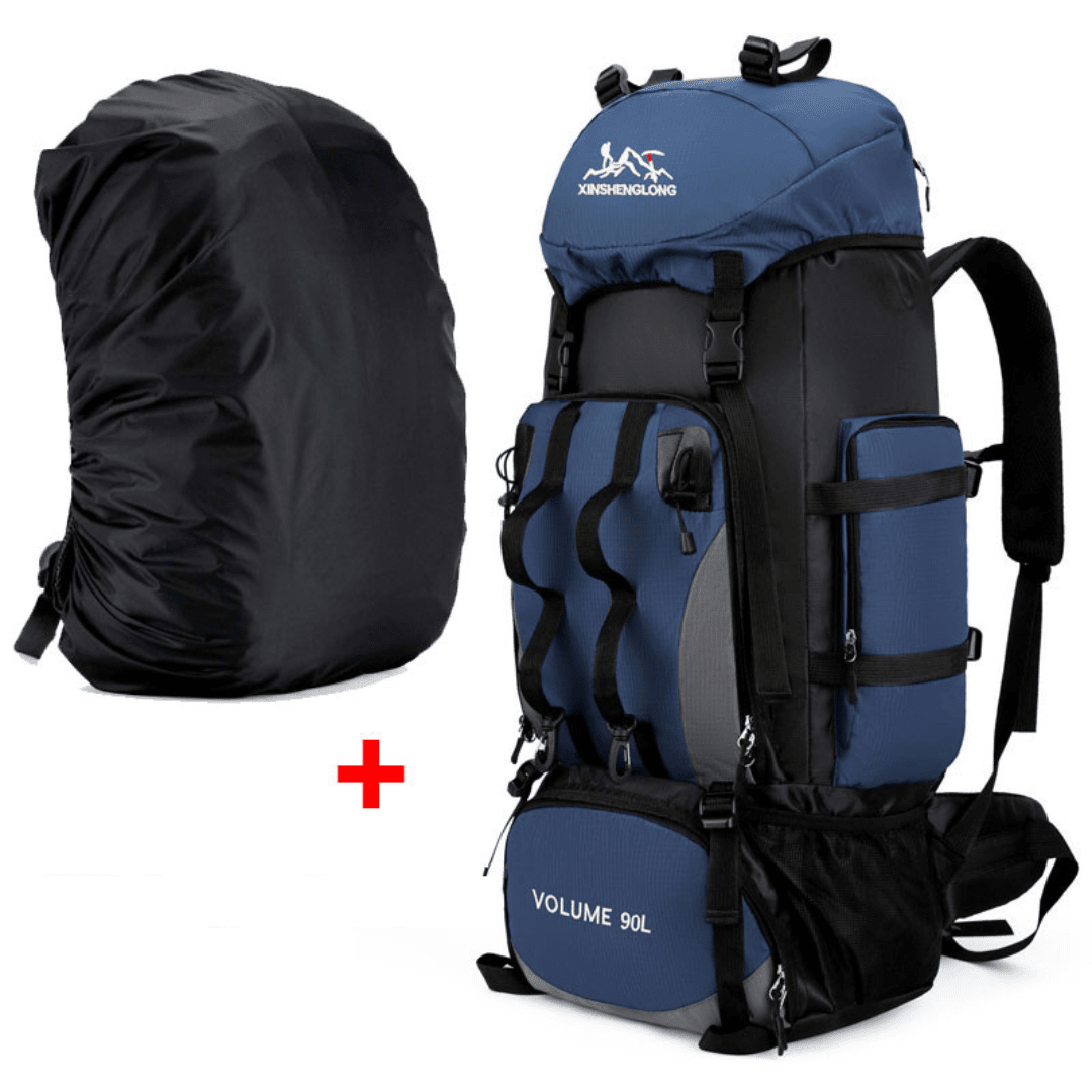 Mochila Escalada 90L - Explorer [Camping - Mochilas e Bags - Mochilas] 04 - Mochila Escalada 90L - Explorer Pescamping Deep Blue + Capa de Chuva China 