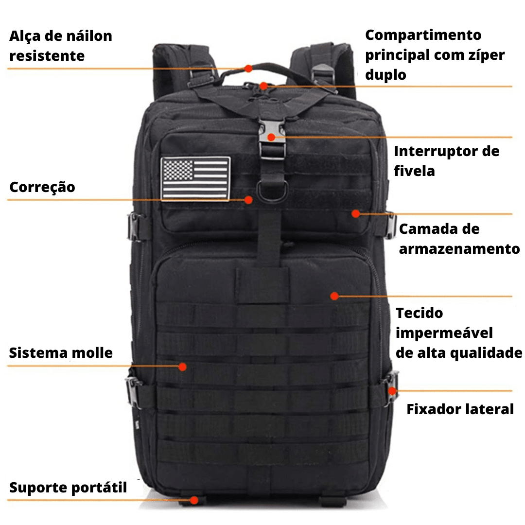 Mochila Tática Militar - Elite [Camping - Mochilas e Bags - Mochilas] 05 - Mochila Tática Militar 50L /25L Pescamping 